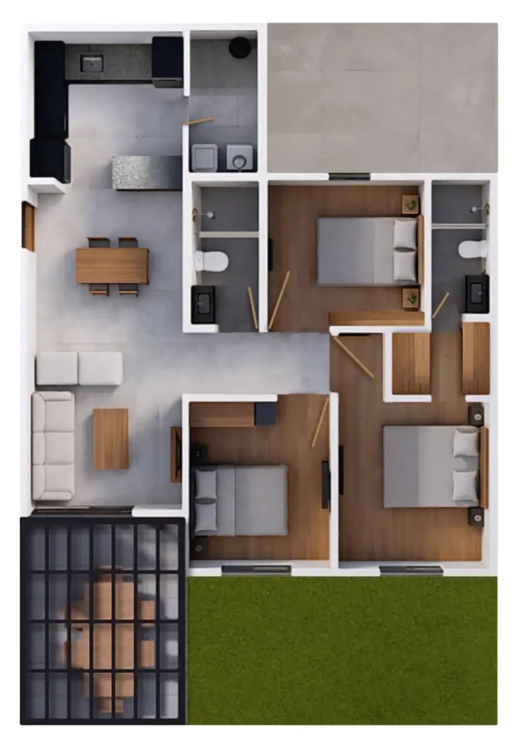 Travertino Planta Baja <br><br> Un solo nivel de Departamento en Xochitepec, Morelos | Modelo Travertino