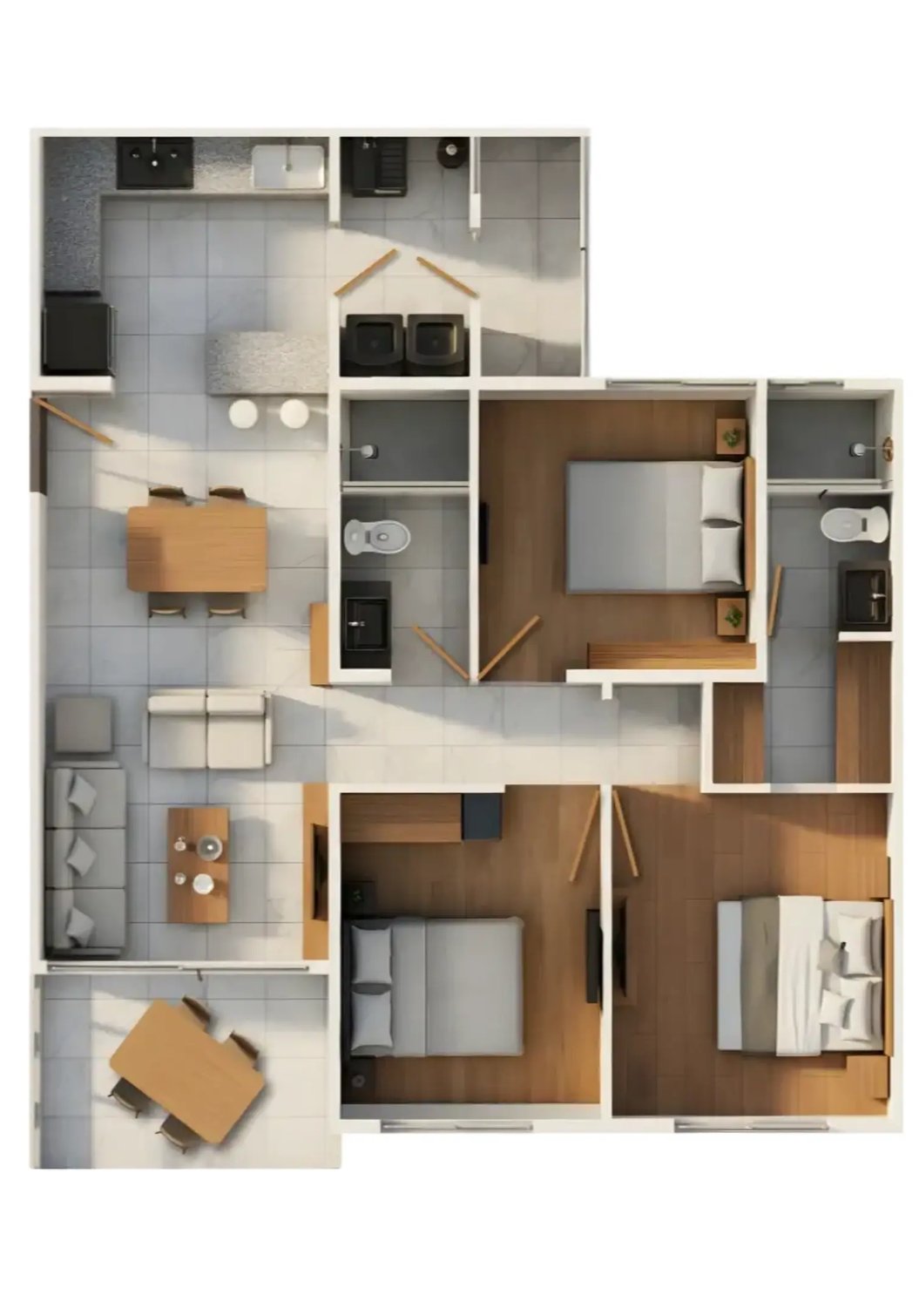 Travertino Terraza <br><br> Un solo nivel de Departamento en Xochitepec, Morelos | Modelo Travertino